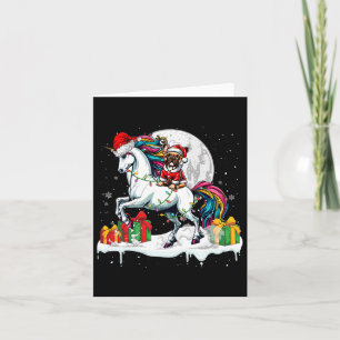 Santa Fransk Bulldog Riding Unicorn Jul Owne Kort