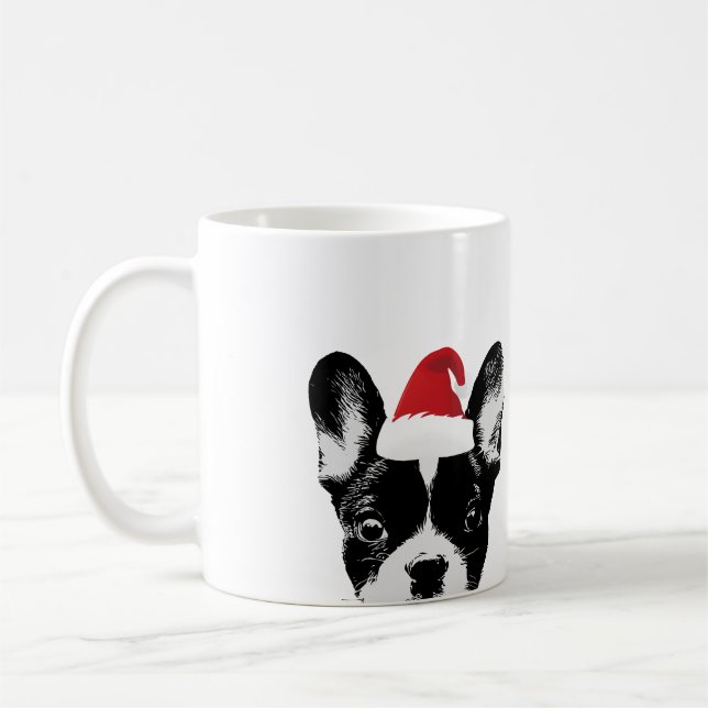 Santa fransk bulldoggjul kaffemugg (Vänster)