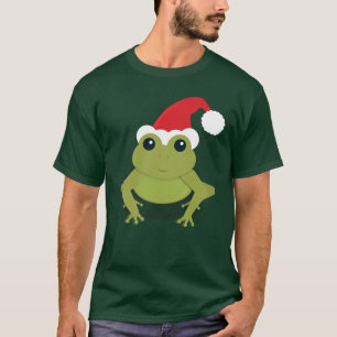 Santa Frog Grönt jul T Shirt
