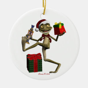 Santa Frog Hoppy Helgdagars jul Ornament