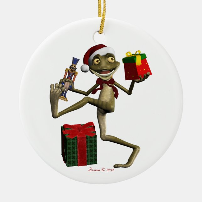 Santa Frog Hoppy Helgdagars jul Ornament (Framsidan)