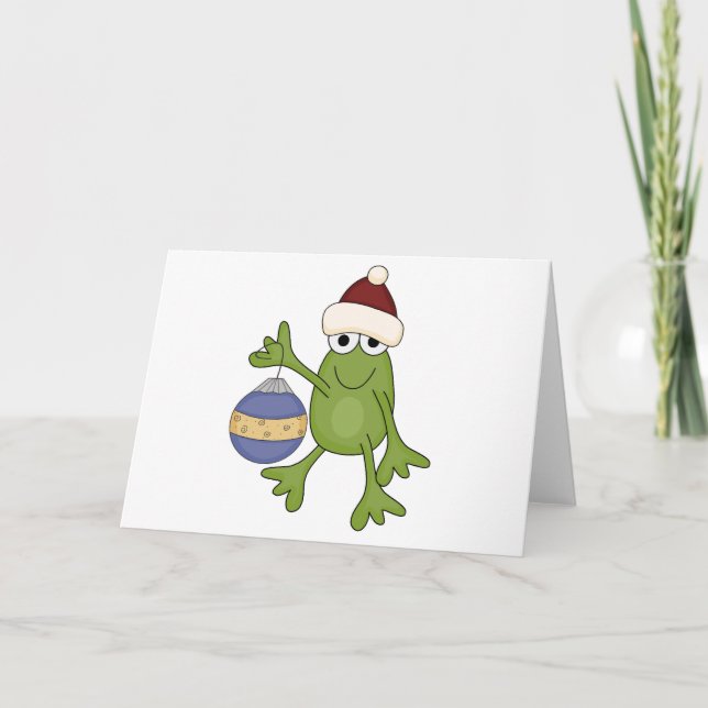 Santa Frog med prydnadsskjortor och gåvor Helgkort (Framsida)