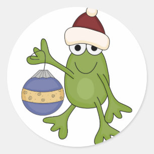 Santa Frog med prydnadsskjortor och gåvor Runt Klistermärke