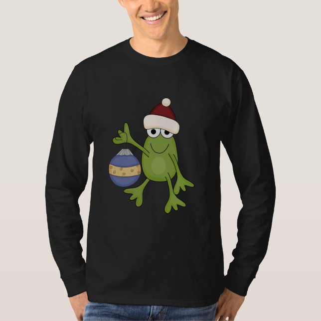 Santa Frog med prydnadsskjortor och gåvor T-shirt (Framsida)