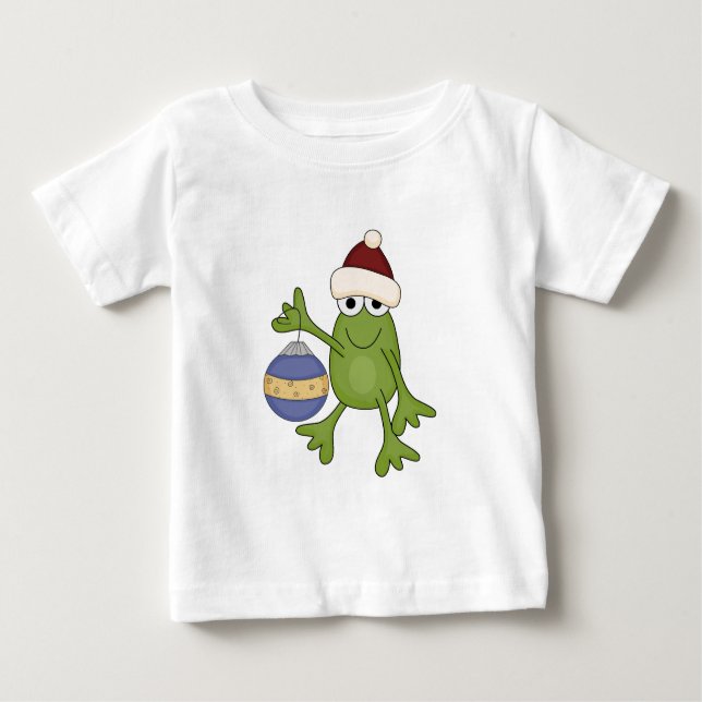 Santa Frog med prydnadsskjortor och gåvor T-shirt (Framsida)