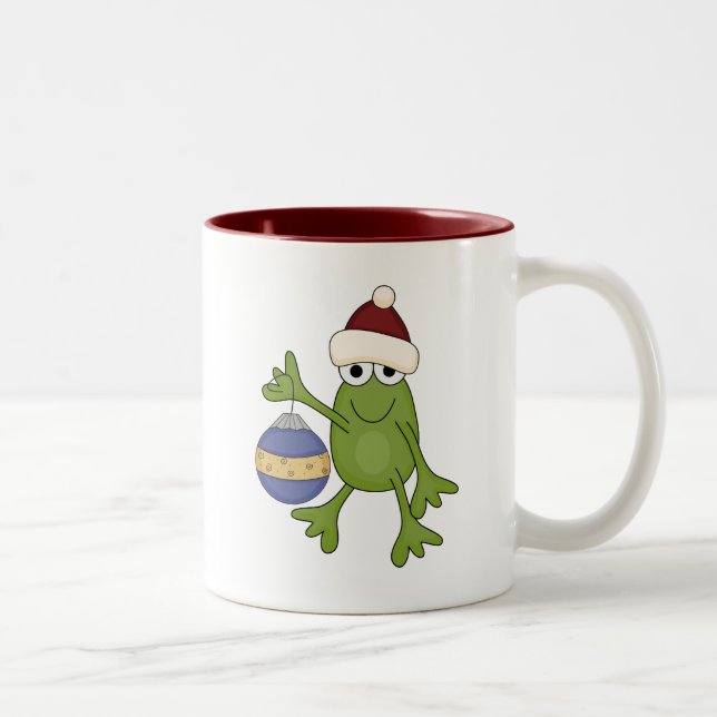 Santa Frog med prydnadsskjortor och gåvor Två-Tonad Mugg (Höger)