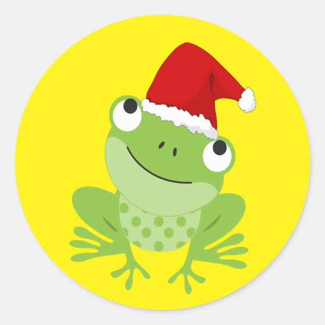 Santa Frog Runt Klistermärke (Framsida)