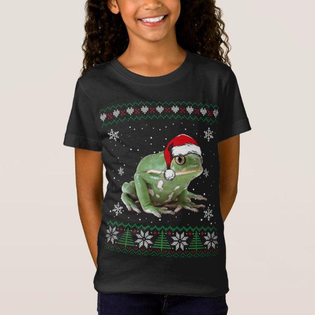 Santa Frog Ugly Sweater Animals jul Pajama T Shirt (Framsida)