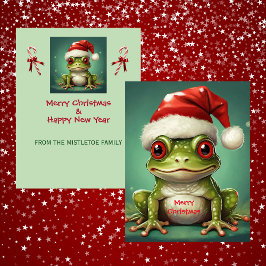 Santa Frog | Whimsisk grön amfibie jul Julkort