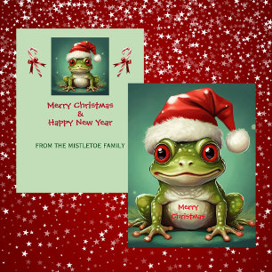 Santa Frog   Whimsisk grön amfibie jul Julkort