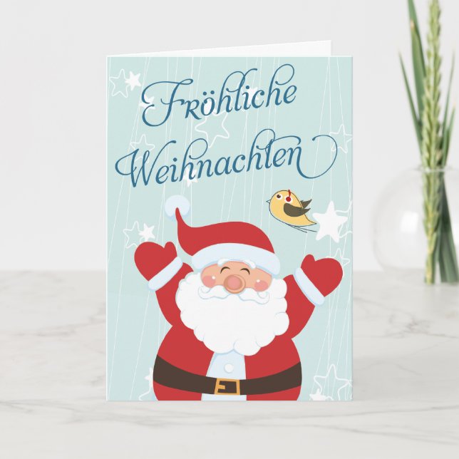 Santa Fröhliche Weihnachten julkort Helgkort (Framsida)