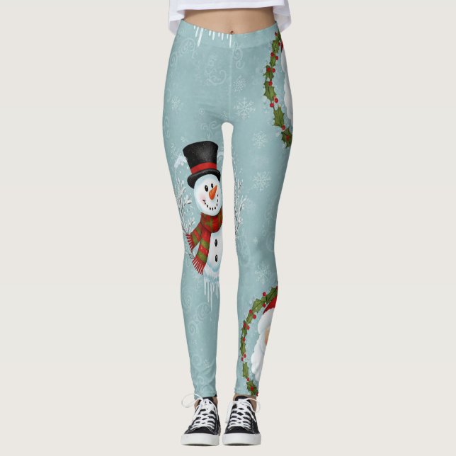 Santa Frosty julstrumpor AI begagnad Leggings (Framsida)