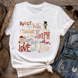 Santa Frosty Rudolph Jesus Citote jul Helgdag T Shirt