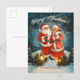 Santa fru Claus God jul Helg Vykort