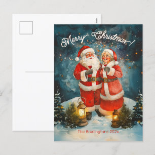 Santa fru Claus God jul Helg Vykort