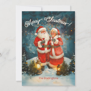 Santa fru Claus God jul Julkort