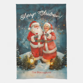 Santa fru Claus God jul Kökshandduk