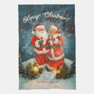 Santa fru Claus God jul Kökshandduk