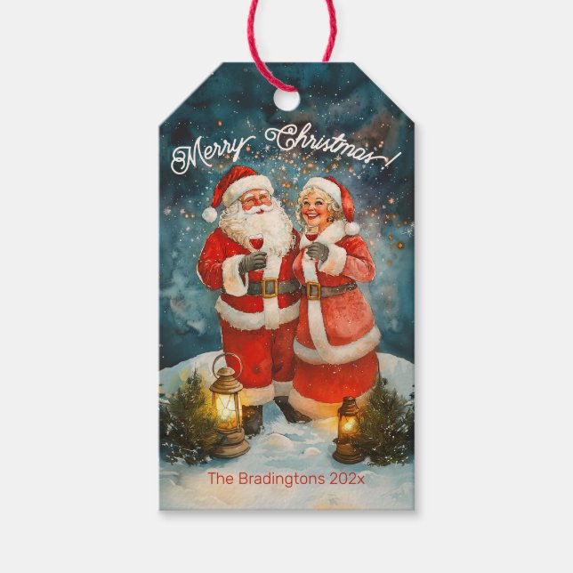 Santa fru Claus God jul Presentetikett (Framsidan)