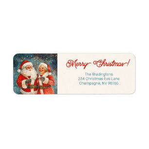 Santa fru Claus God jul Returadress Etikett