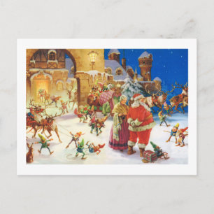 SANTA & FRU CLAUS PÅ NORDPOLENEN HELG VYKORT