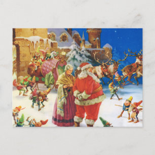 Santa & Fru Claus på nordpolenen, julafton Helg Vykort