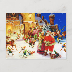 Santa & Fru Claus på nordpolenjulaftonen Helg Vykort