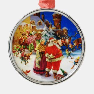 Santa & Fru Claus På nordpolenjulaftonen Julgransprydnad Metall
