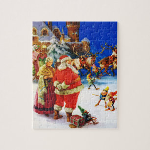 Santa & Fru Claus på nordpolenjulaftonen Pussel