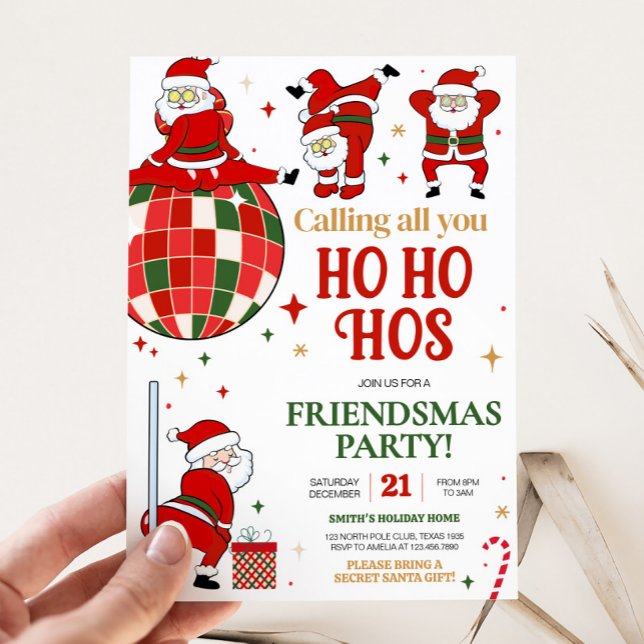 Santa Funny Friendsmas jul Party Inbjudningar (Funny Santa Friendsmas Christmas Party Invitation
)