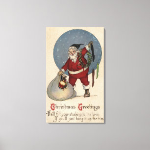 Santa fyllnads- strumpa till brättet canvastryck