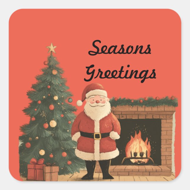 Santa Fyrkantigt Klistermärke (Framsida)