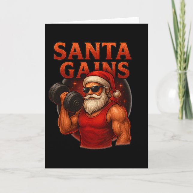 Santa Gains Funny julverksdesign Kort (Framsida)