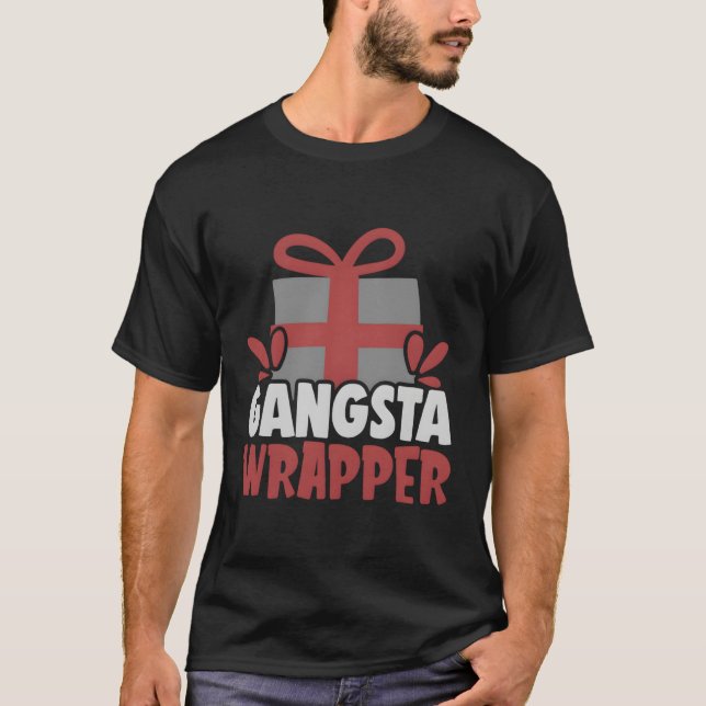 Santa Gangster Wrapper Funny jultomten T Shirt (Framsida)