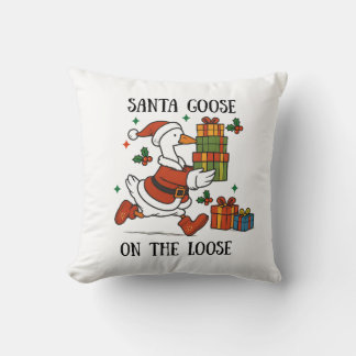 Santa Gås På Löst Julfirande Dräkt Kudde