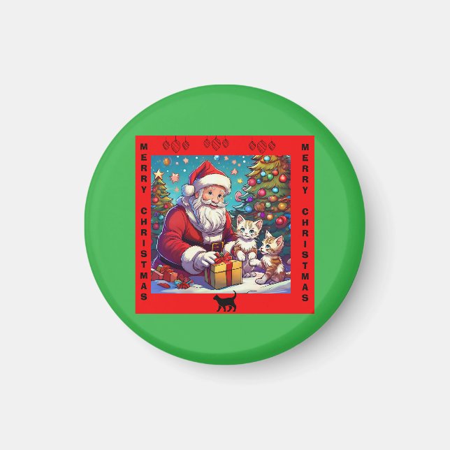 Santa Ge Presenter till två unga Kittens Magnet (Framsidan)