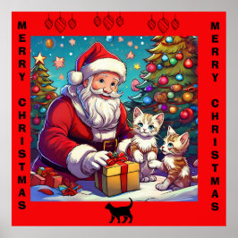 Santa Ge Presenter till två unga Kittens Poster