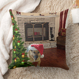 Santa German Shepherd Hund efter Julgran Kudde