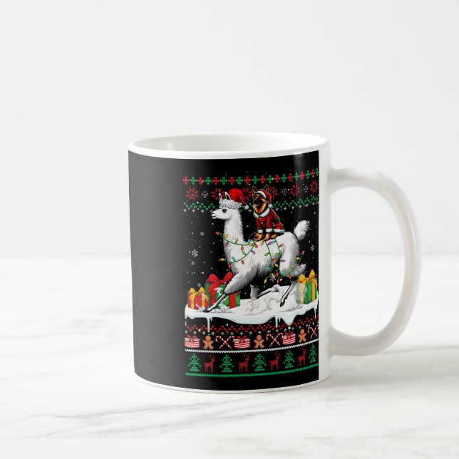 Santa German Shepherd Riding Llama jul Sweat Kaffemugg (Höger)