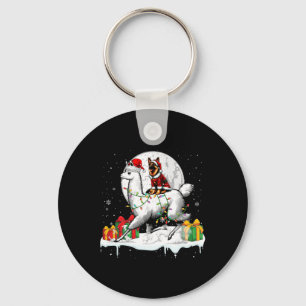 Santa German Shepherd Riding Llama julägare Nyckelring