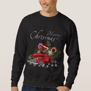 Santa German Shepherd Riding Red Lastbil Merry Chr Lång Ärmad Tröja