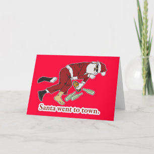 santa gick till townen helgkort