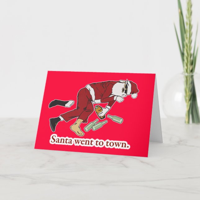 santa gick till townen helgkort (Framsida)