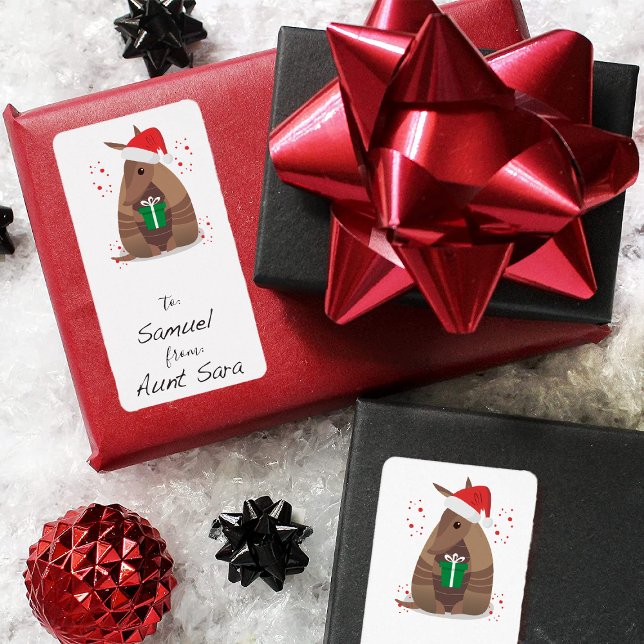 Santa Gift Ge Armadillo Texas Gift Märkre Sticker Adressetikett (Skapare uppladdad)