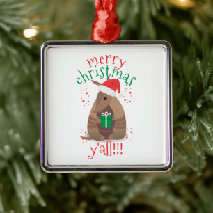 Santa Gift Ge Armadillo Texas Julgransprydnad Metall