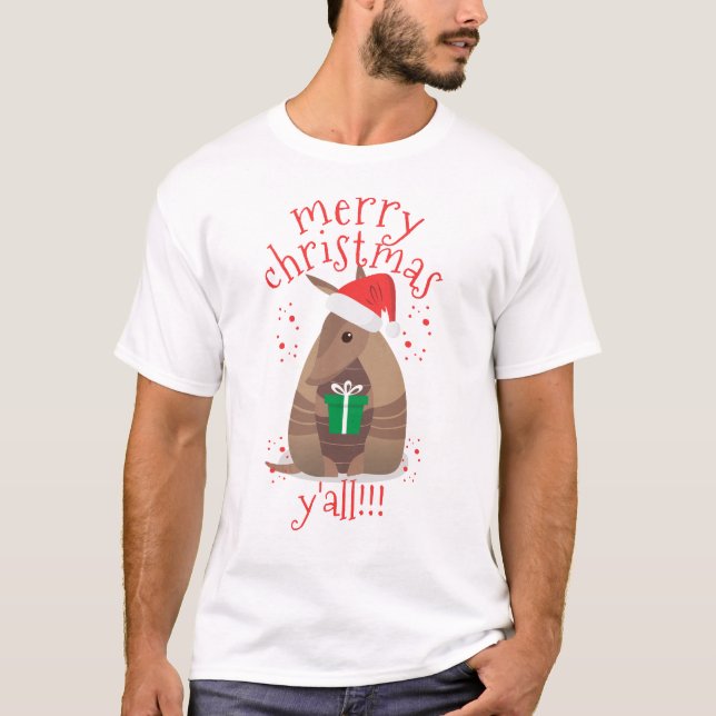 Santa Gift Ge Armadillo Texas T Shirt (Framsida)