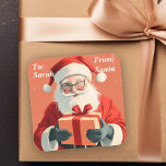 Santa Gift till barn Fyrkantigt Klistermärke<br><div class="desc">Den här designen kan vara personlig i det område som tillhandahålls genom att ändra fotot och/eller text. Du kan också anpassa den genom att klicka på Anpassa den här mallen och sedan välja klicka för att anpassa ytterligare alternativ och ta bort eller ändra färg i bakgrunden, lägga till text, ändra...</div>