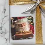 Santa Gift till barn Fyrkantigt Klistermärke<br><div class="desc">Den här designen kan vara personlig i det område som tillhandahålls genom att ändra fotot och/eller text. Du kan också anpassa den genom att klicka på Anpassa den här mallen och sedan välja klicka för att anpassa ytterligare alternativ och ta bort eller ändra färg i bakgrunden, lägga till text, ändra...</div>
