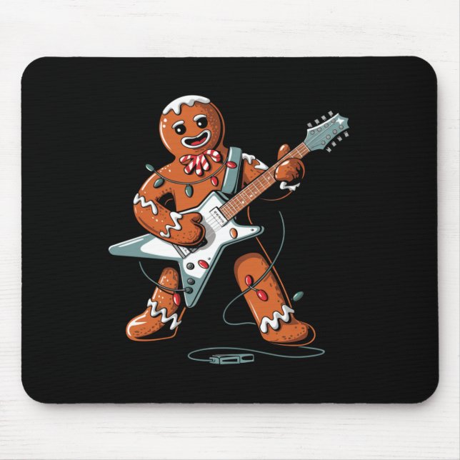 Santa Gingerbread Playing Guitar Funny Christmas P Musmatta (Framsidan)