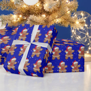 Santa Gingerbröd Cookie Girl med Snöflingor Presentpapper